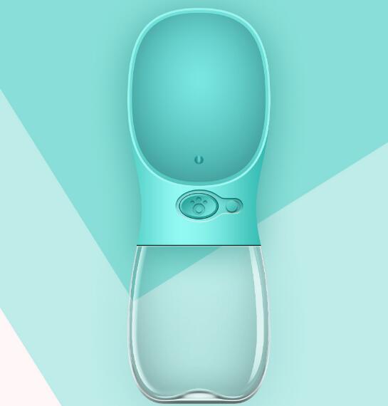 Portable One-Touch Pet Water Bottle in blue, front view solo product shot on white background