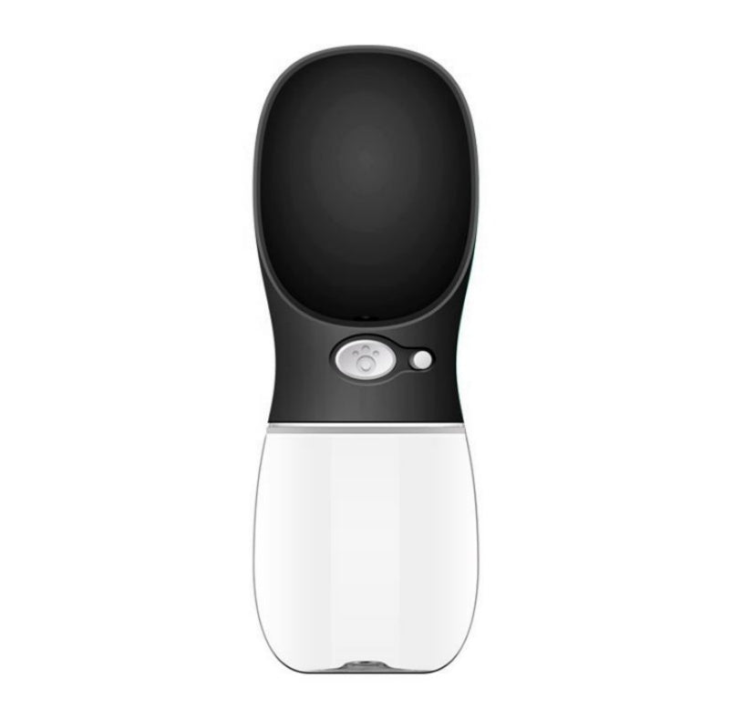 Portable Pet Water Bottle in blue with filter, slightly different angle showing filter screen detail