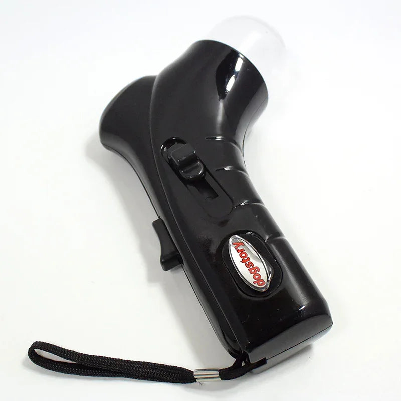 Pet Food Catapult Feeder - Black funny dog treat launcher toy with wrist strap for interactive play and training