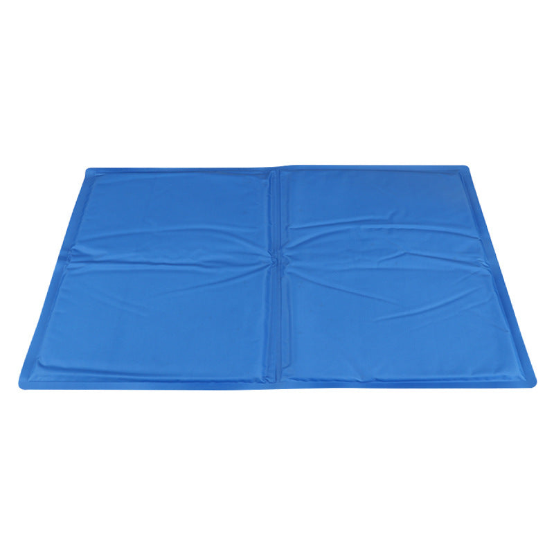 Cooling Gel Ice Pad - Blue pressure activated cooling mat for dogs and cats on marble background