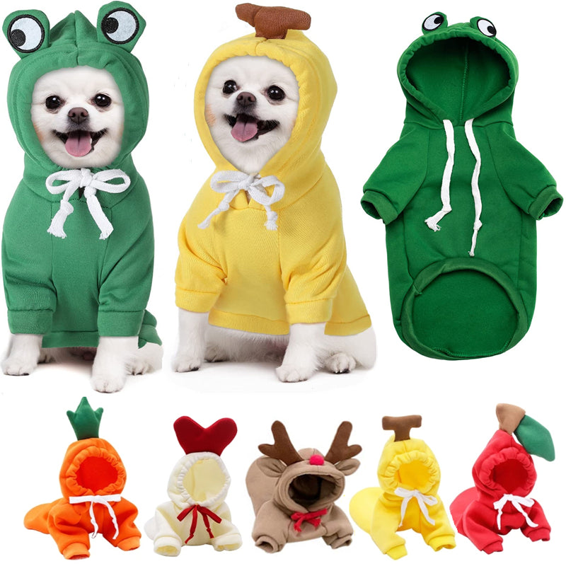 Cute Fruit Dog Hoodie in multiple styles — colorful fleece winter clothes for small dogs and cats