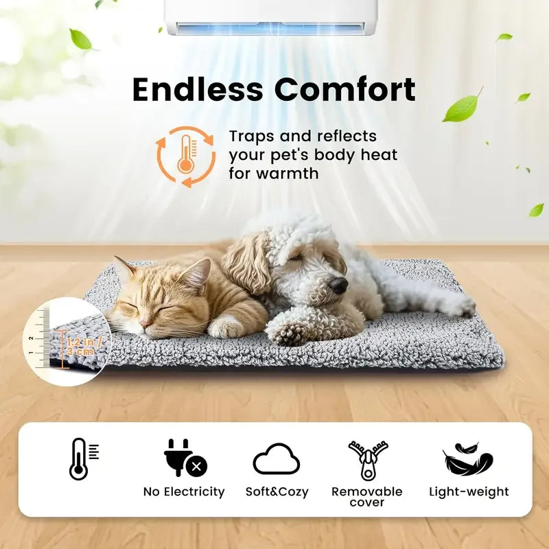 Dog and Cat Self Heating Mat - No electricity thermal pad for pets warmth comfort on floor crate and sofa