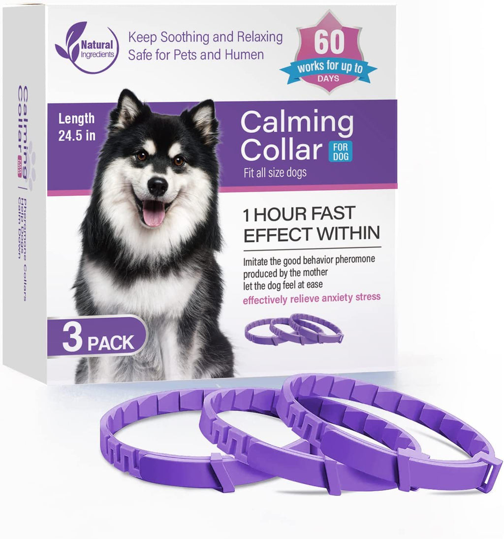 Dog Calming Collar - Natural calming collar for anxious dogs and cats, 3 pack pheromone collar
