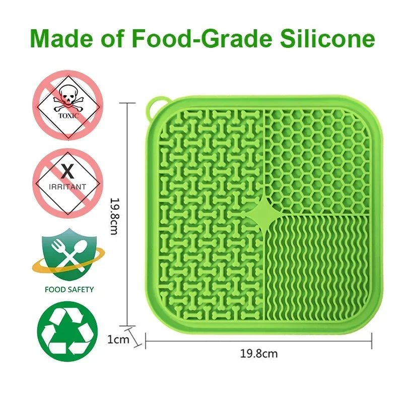 Food Grade Silicone Licking Mat - 19.8cm x 19.8cm safe non-toxic licking mat with strong suction cups for dogs and cats