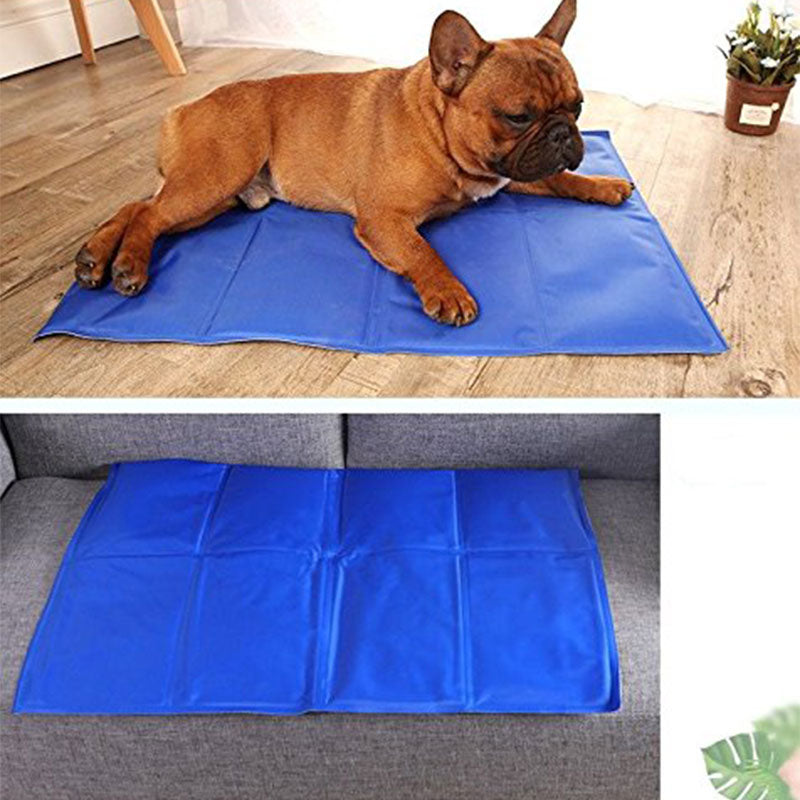 Dog Cooling Pad - Blue pressure activated cooling gel mat for dogs and cats summer heat relief