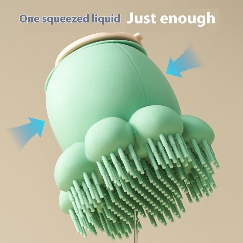 Silicone Pet Bath Brush - One squeeze liquid silicone massage brush for dogs and cats efficient bathing