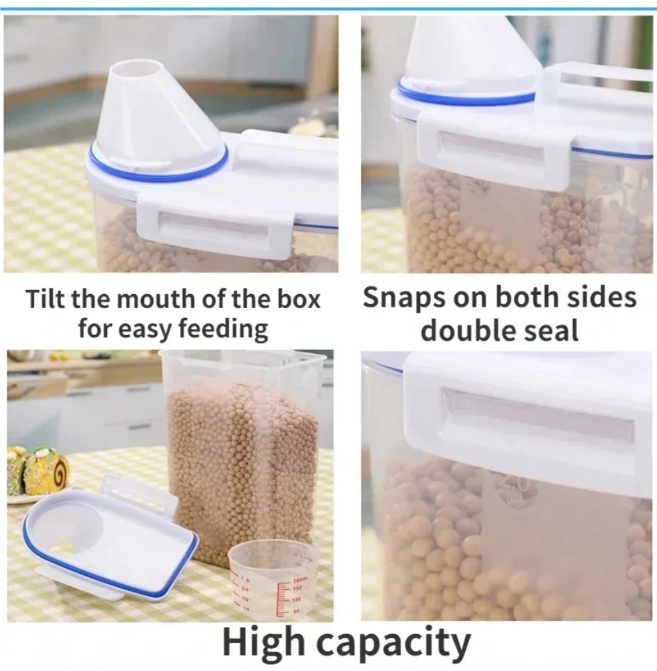 Pet Food Storage Container with Measuring Cup - Airtight pet food container for dog kibble with measuring cup, damage during transportation unconditional refund buy with confidence