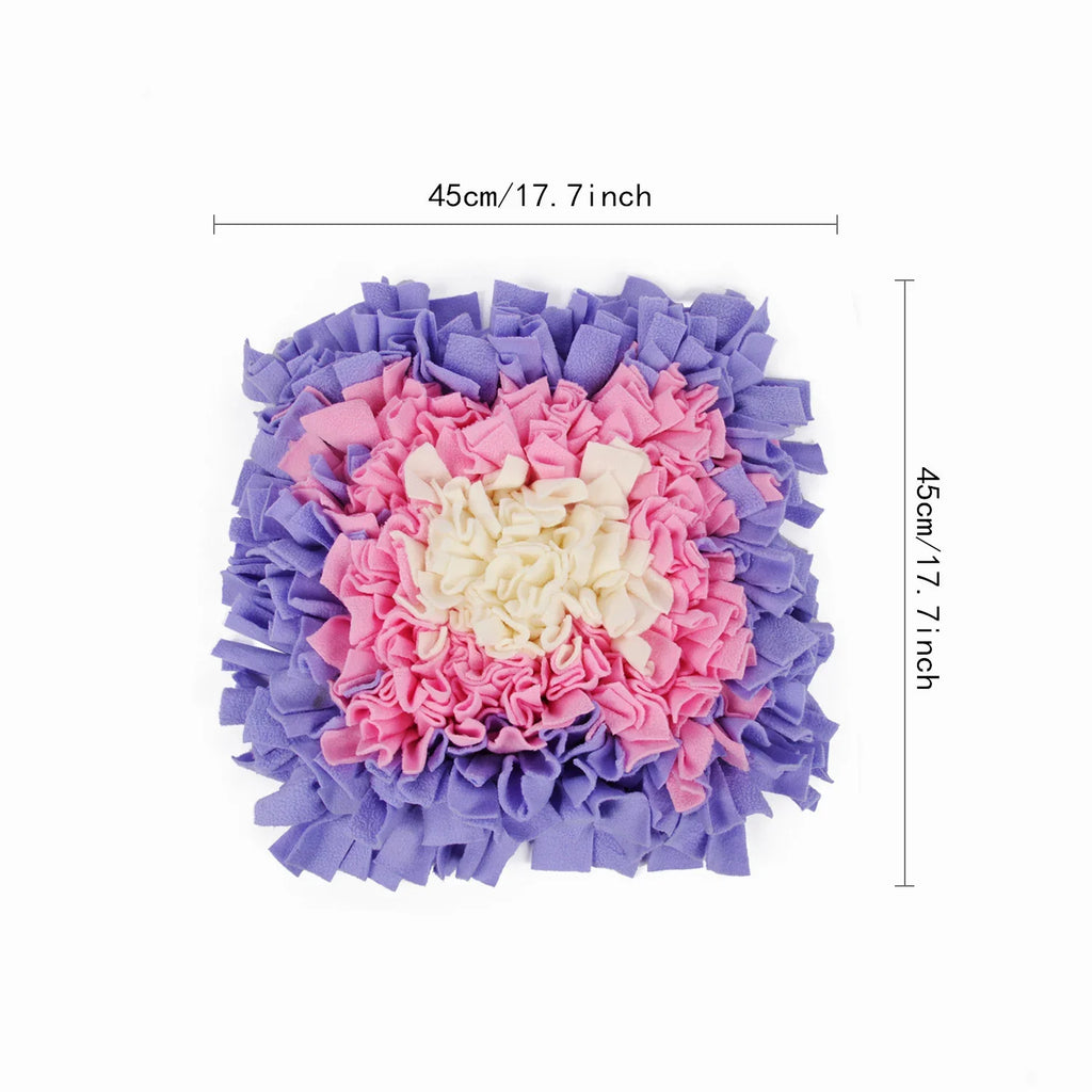 Side view of pet snuffle mat showing dense fabric layers for hiding treats