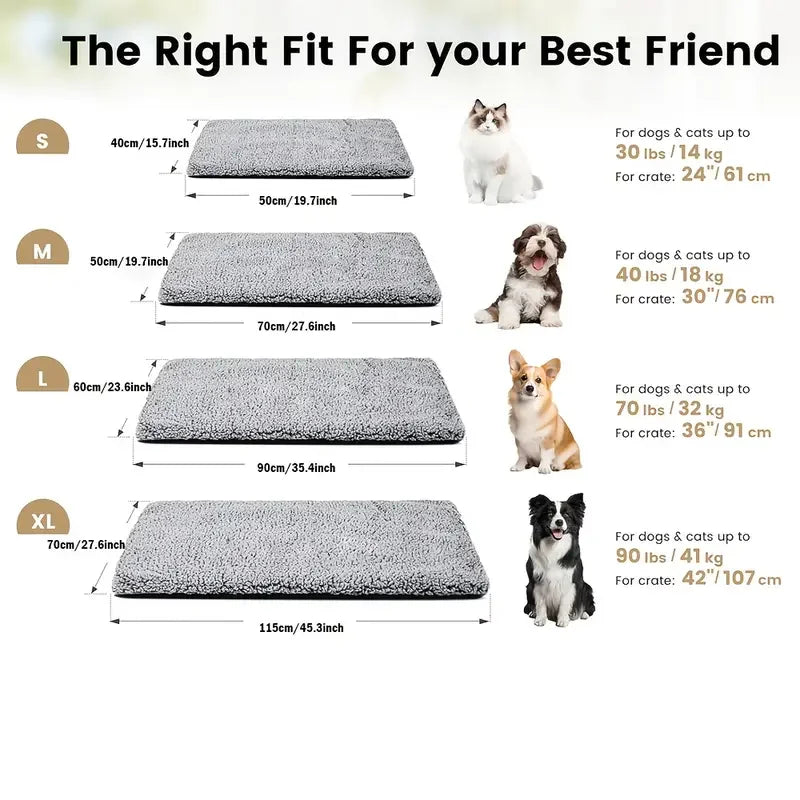 Self Heating Pet Pad Size Guide - Small medium large XL thermal mat for dogs and cats of different weights and sizes
4번 사진