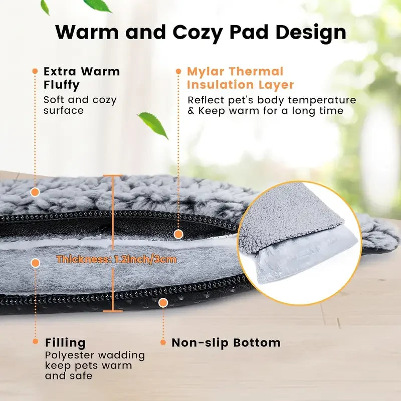 Self Heating Pet Pad Design - Extra warm fluffy mylar thermal insulation layer no electricity pet heating mat