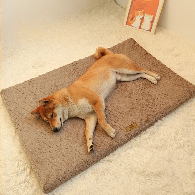 Orthopedic Dog Bed - Brown memory foam pet bed with washable cover for large dogs joint pain relief and comfort